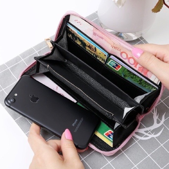 Colorful Rose Embroidery Wallet. Pink or Blue - Picture 5 of 5